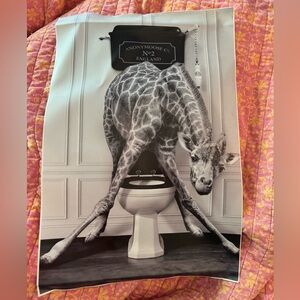 Amusing, Black & White, Giraffe on a toilet, Print